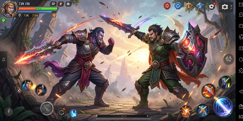 Tampilan gameplay ARPG yang mendebarkan dan penuh aksi di 73K.