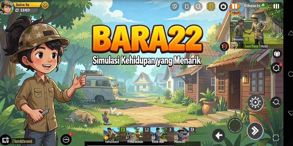 Screenshot BARA22 menunjukkan interaksi karakter dalam gameplay Simulation yang dinamis.