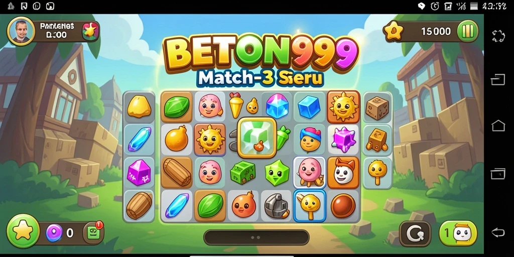 Gameplay Match-3 BETON999 yang menarik dan menawan.