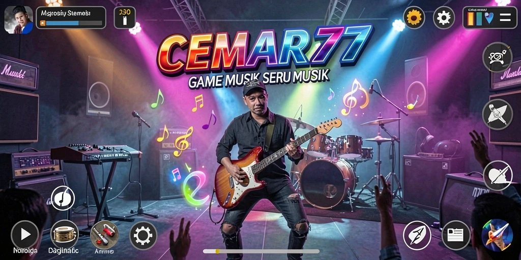 Tampilan utama gameplay CEMARA77 dengan interaksi musik yang seru.