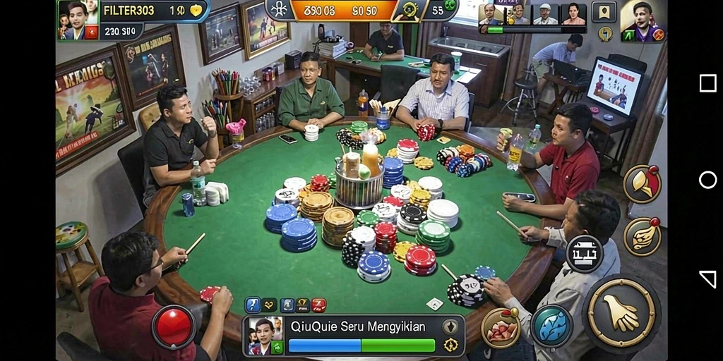 Tampilan gameplay QiuQiu yang seru dan interaktif.