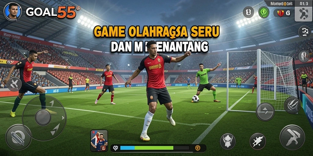 Tampilan gameplay seru di GOAL55 yang menampilkan aksi olahraga.