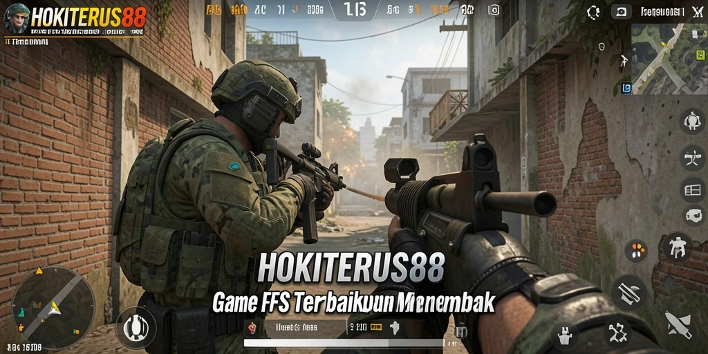 Tampilan gameplay HOKITERUS88 dengan aksi menembak yang intens.