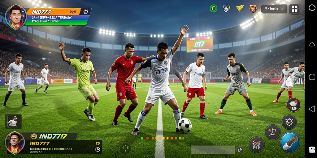 Screenshot gameplay dari IND777 menunjukkan pertandingan sepak bola yang mendebarkan.