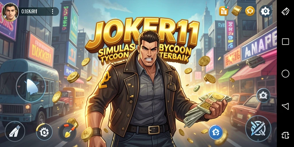 Tampilan gameplay <strong>JOKER11</strong> yang menampilkan aksi mengelola bisnis.