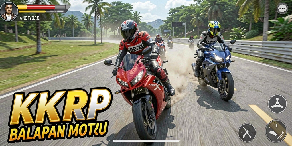 Gameplay menegangkan di KKRP saat balapan motor
