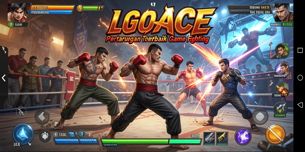 Tampilan aksi seru di LGOACE dengan karakter bertarung.