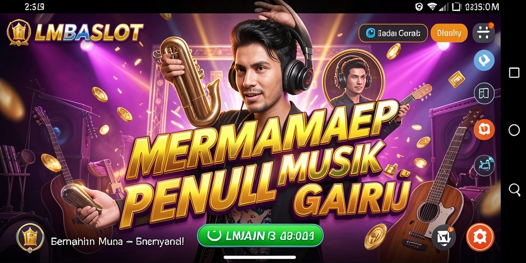 Tampilan gameplay LMBASLOT yang menarik dan interaktif dengan musik.