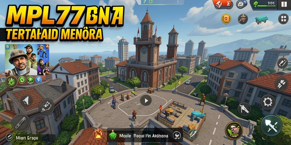Screenshot utama MPL777 menunjukkan aksi seru menara bertahan dari serangan musuh.