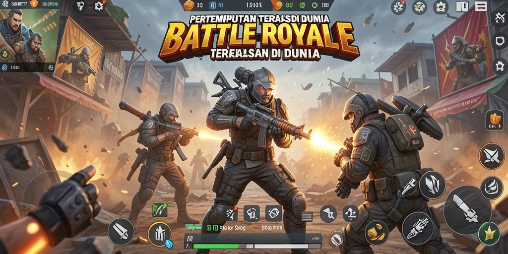 Tangkapan layar menunjukkan aksi seru dalam pertandingan Battle Royale SBOBET.
