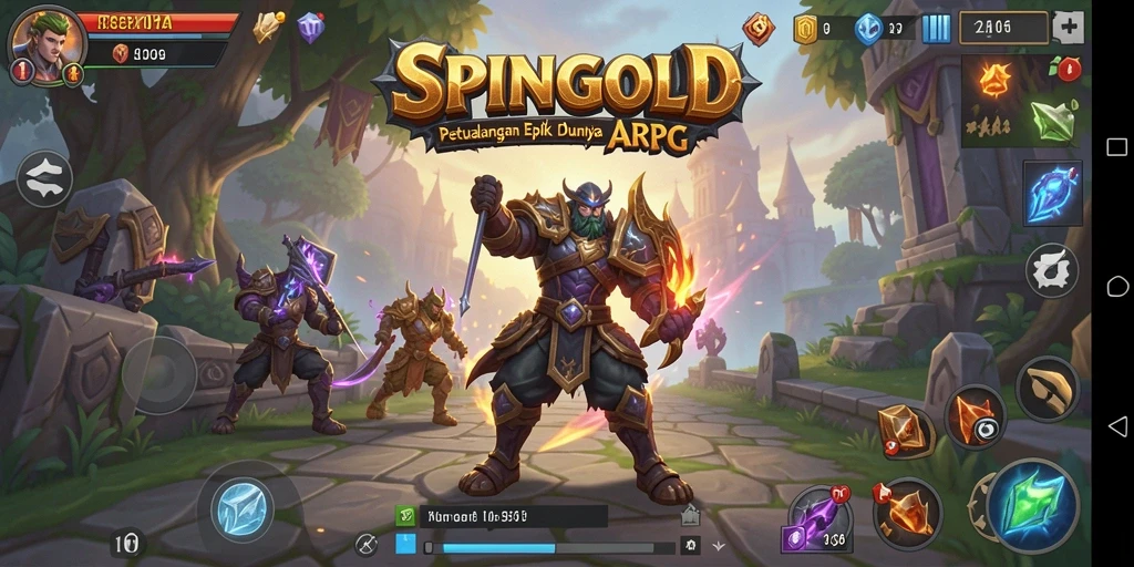Tampilan gameplay ARPG SPINGOLD yang menegangkan dan mendebarkan.
