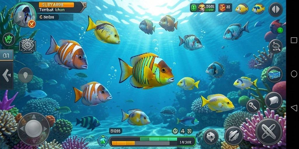 Gameplay seru dengan aksi tembak ikan yang menarik.